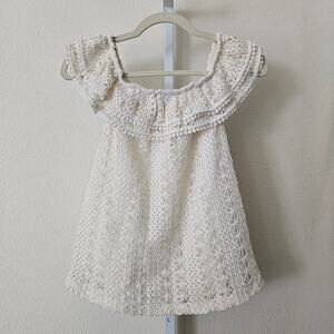SEZANNE Cream Lua Off the Shoulder Ruffle Lace Crochet Eyelet Blouse Sz S